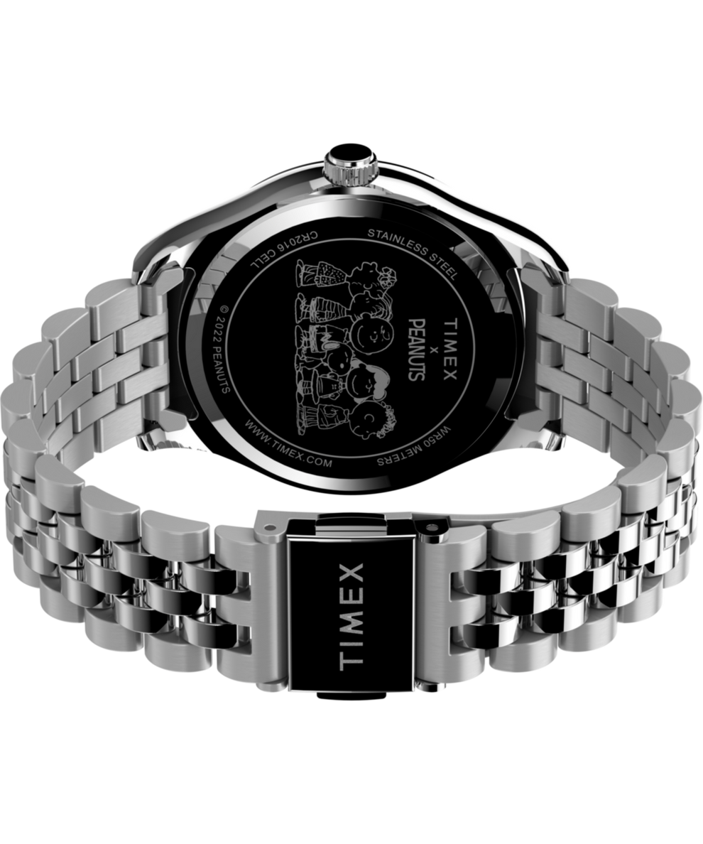 TW2V47400 Timex x Peanuts® Timex Legacy 34mm Stainless Steel Bracelet Watch Caseback with Attachment Image