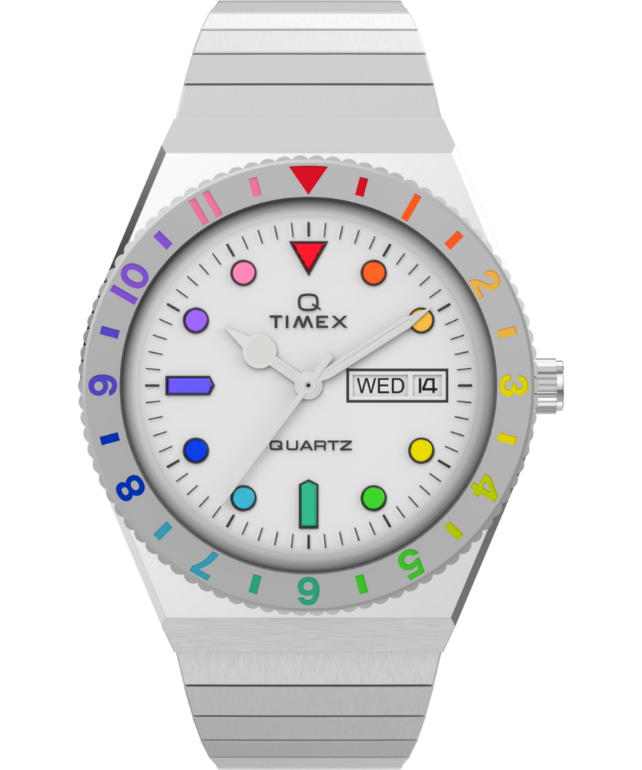 TW2V66000 Q Timex Rainbow 36mm Stainless Steel Expansion Band Watch Primary Image