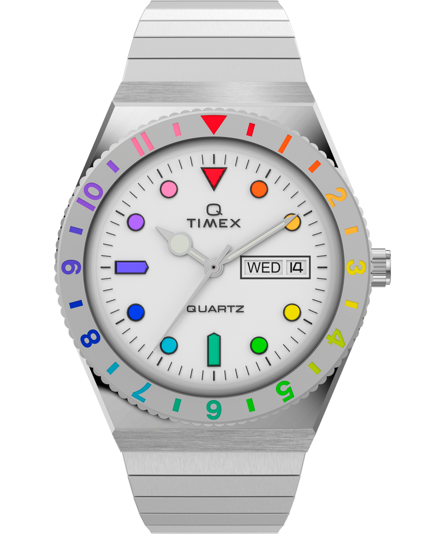 TW2V66000UK Q Timex Rainbow 36mm Stainless Steel Expansion Band Watch primary image