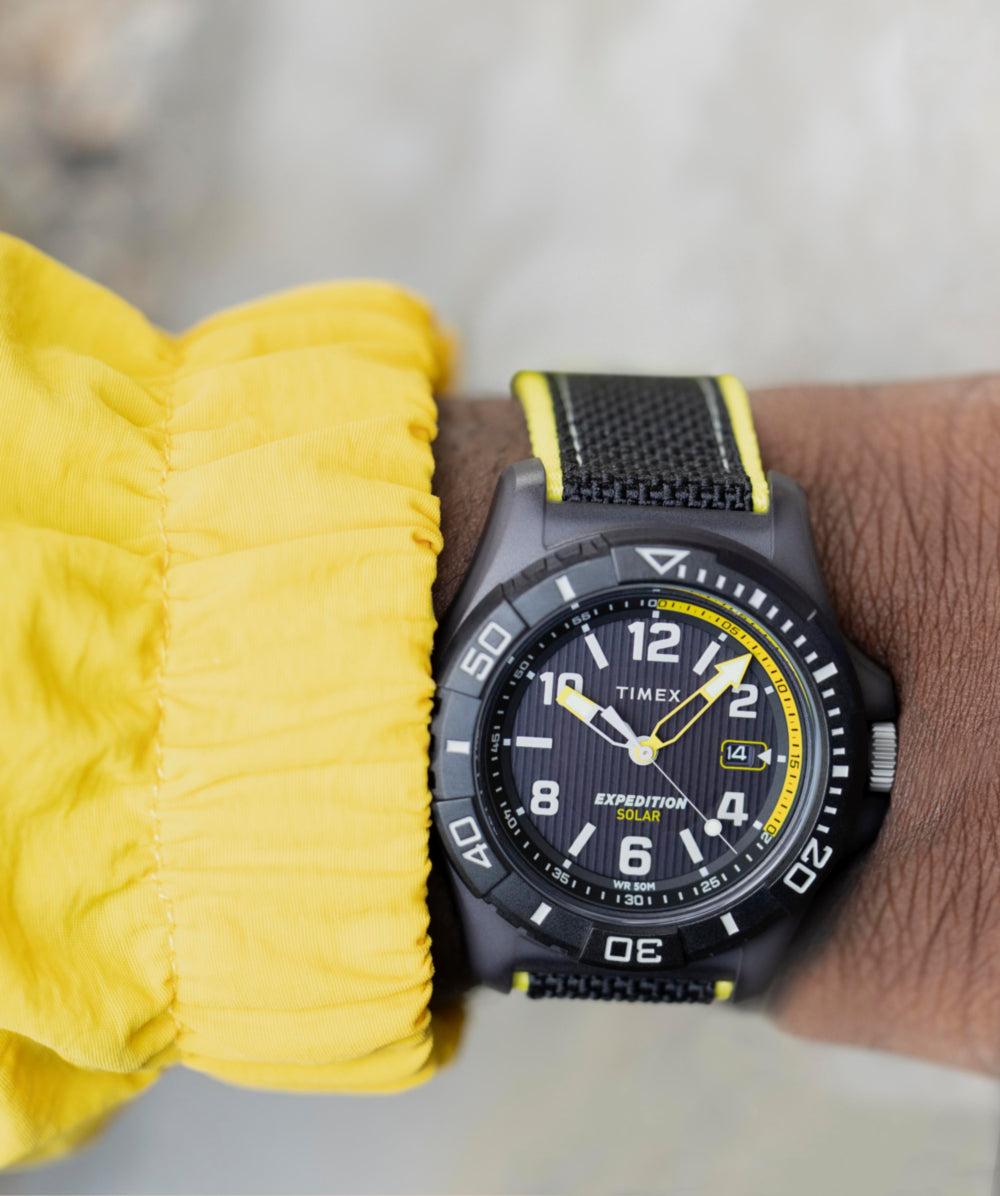 TIMEX SHOCK EXPEDITION M076 イエロー　実働　腕時計 TIMEX SHOCK EXPEDITION M076 イエロー 実働 腕時計 - メルカリ