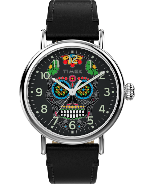 Timex Standard Dia de los Muertos 40mm Leather Strap Watch 