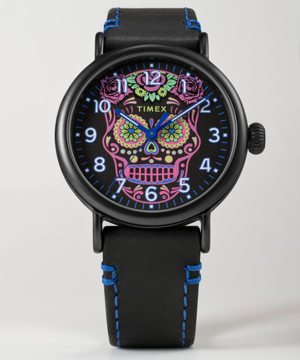 TW2V67600 Timex Waterbury Standard Dia de los Muertos 40mm Leather Strap Watch Campaign Key Silhouettes (Beauty shots) Image