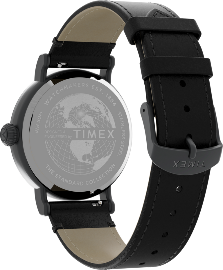 TW2V67700 Timex Standard Dia de los Muertos 40mm Leather Strap Watch Caseback with Attachment Image