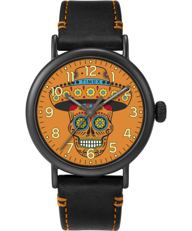 TW2V67700 Timex Standard Dia de los Muertos 40mm Leather Strap Watch Primary Image