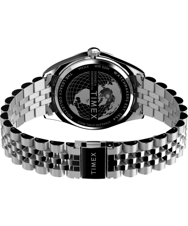 TW2V68000 Timex Legacy Day and Date 41mm Stainless Steel Bracelet Watch Caseback with Attachment Image