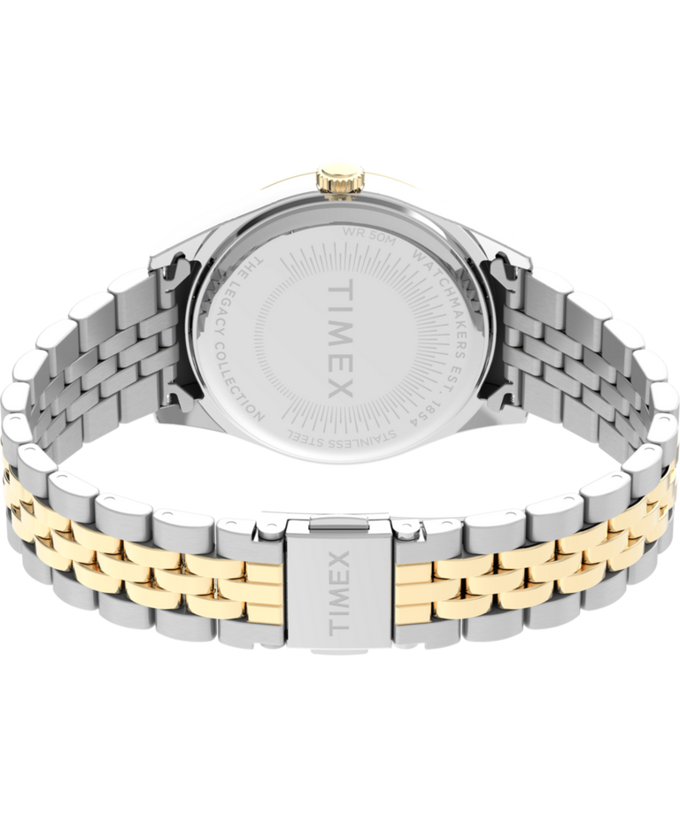 TW2V68500 Timex Legacy Day and Date 36mm Stainless Steel Bracelet Watch Caseback with Attachment Image