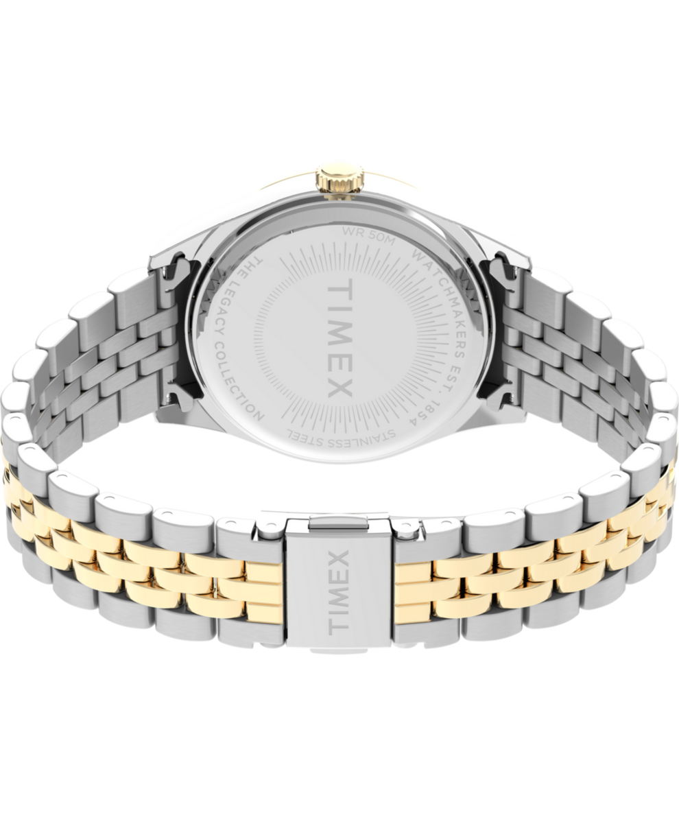 TW2V68500 Timex Legacy Day and Date 36mm Stainless Steel Bracelet Watch Caseback with Attachment Image