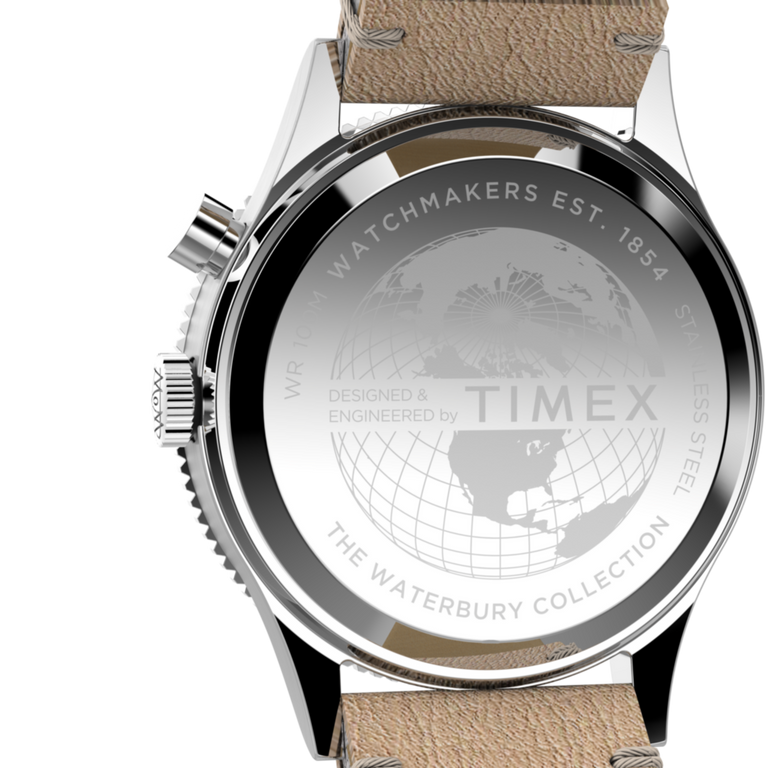 TW2V74100 Waterbury Traditional GMT 39mm Mixed Material Strap Watch Caseback Image