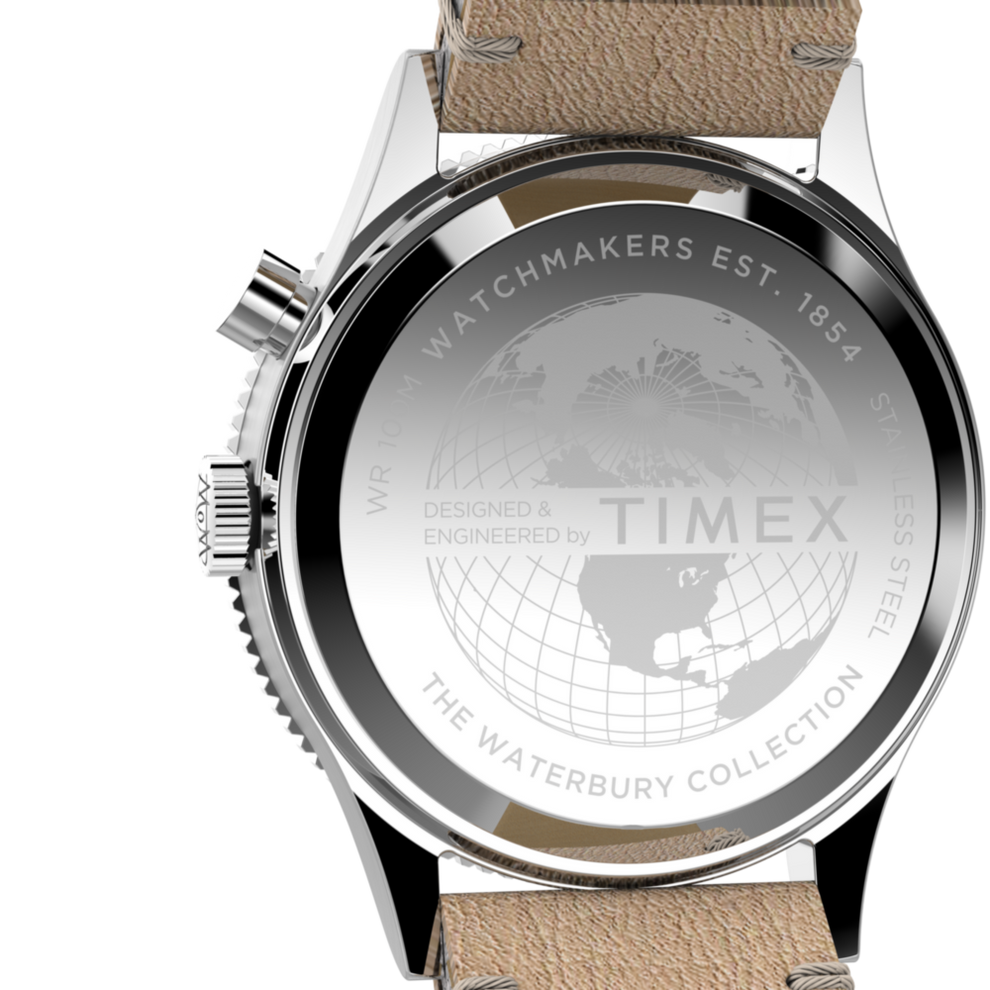 TW2V74100 Waterbury Traditional GMT 39mm Mixed Material Strap Watch Caseback Image