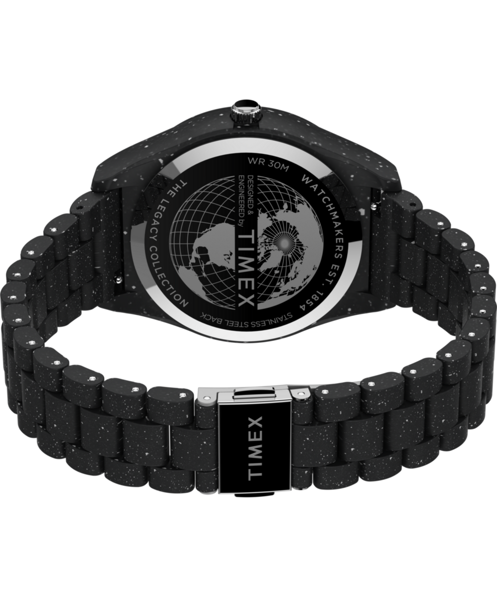 TW2V77000 Timex Legacy Ocean 42mm Recycled Plastic Bracelet Watch Caseback with Attachment Image