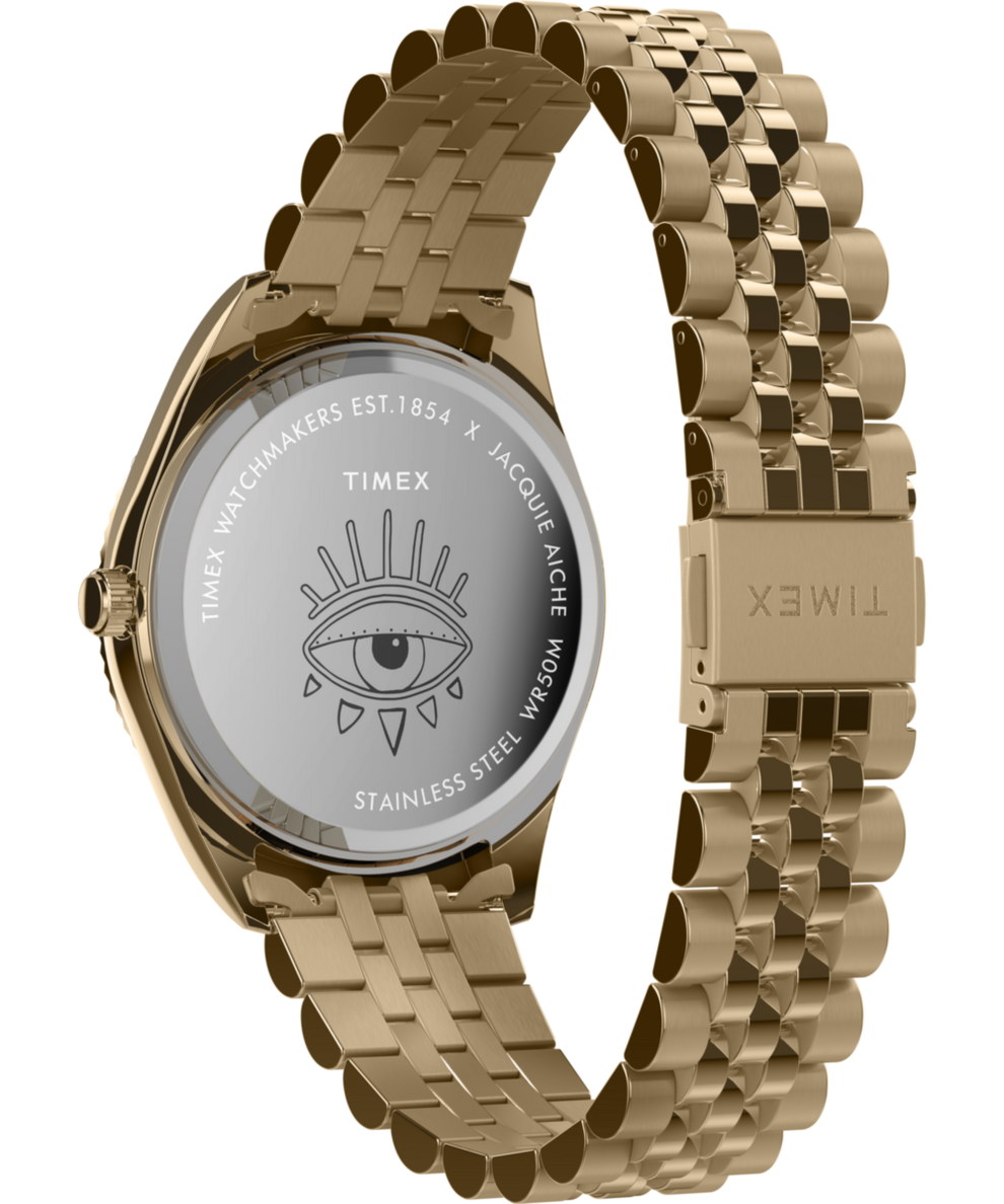 TW2V95000 Timex x Jacquie Aiche High Life 41mm Stainless Steel Bracelet Watch Caseback with Attachment Image