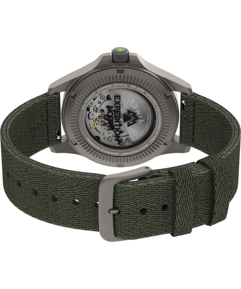 TW2V95300 Expedition® Field Post Titanium Automatic 41mm Recycled Fabric Strap Watch Caseback with Attachment Image