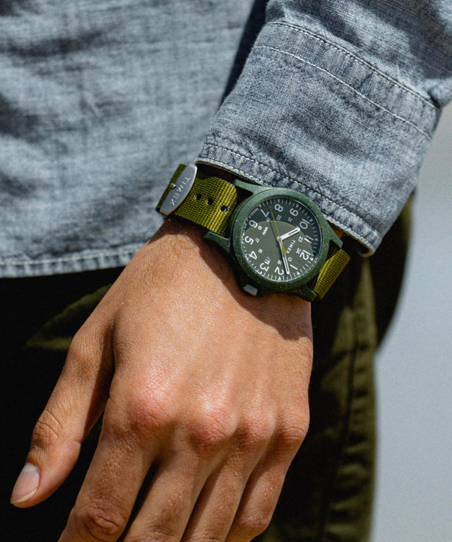 TW2V96000 Reclaim Ocean 40mm Recycled Fabric Strap Watch Alt Wrist Shot 2 Image