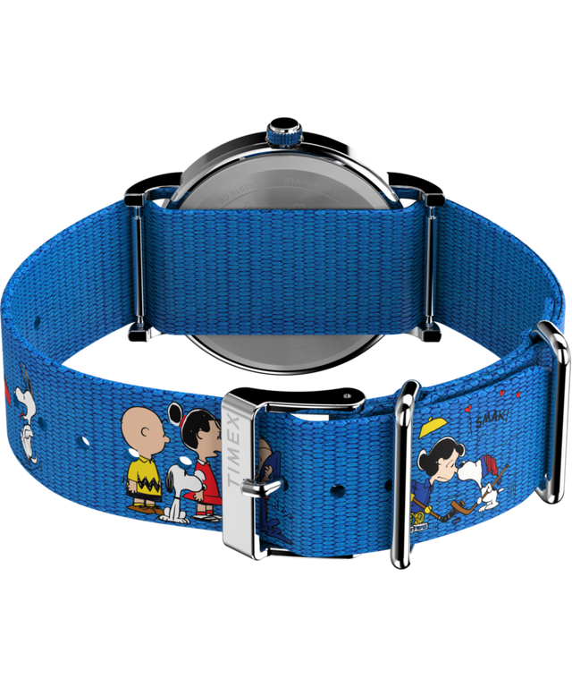 TW2W19400 Peanuts® x Timex Weekender Gang's All Here 38mm Fabric Strap Watch Caseback with Attachment Image