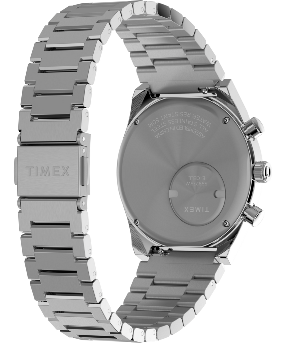 TW2W33700 Q Timex Falcon Eye Chronograph 40mm Stainless Steel Bracelet Watch Caseback with Attachment Image