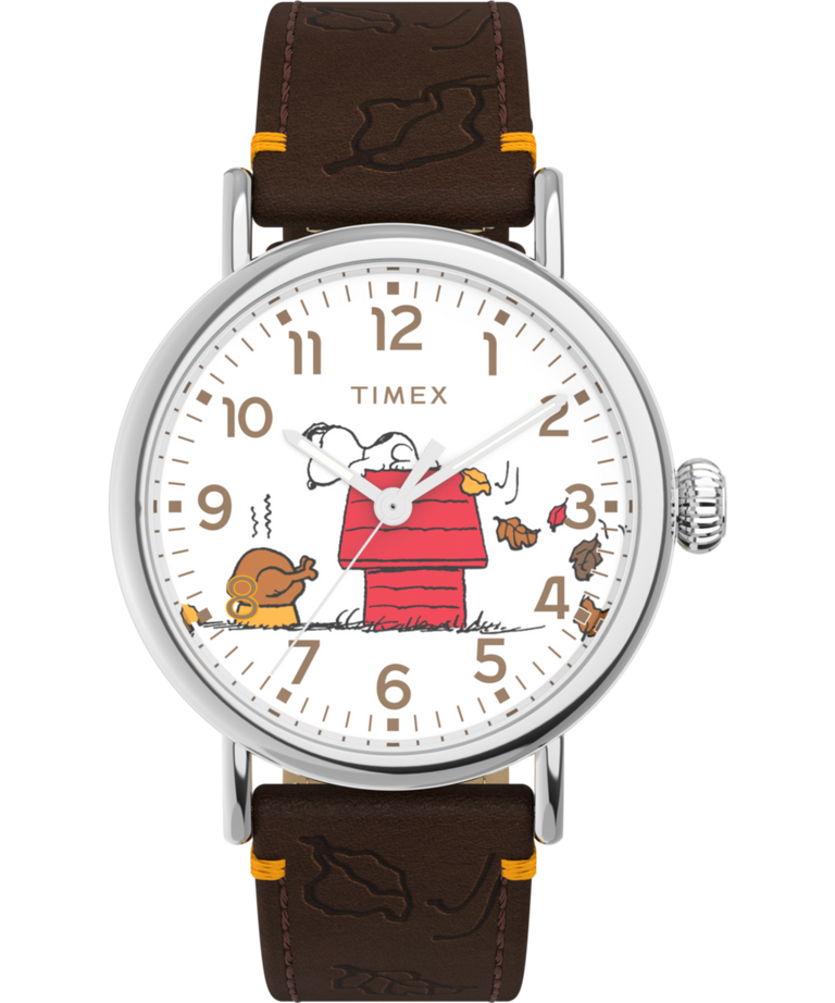 TW2W44300 Peanuts® x Timex Standard Thanksgiving 40mm Leather Strap Watch Primary Image