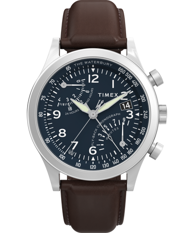 TW2W47900 Waterbury Traditional Fly Back Chronograph 43mm Leather Strap Watch Primary Image