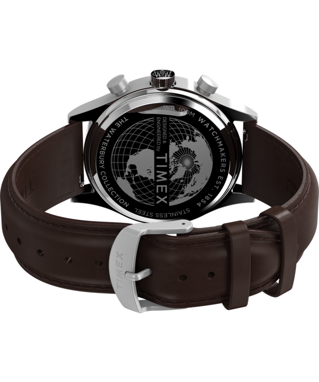TW2W47900 Waterbury Traditional Fly Back Chronograph 43mm Leather Strap Watch Caseback with Attachment Image