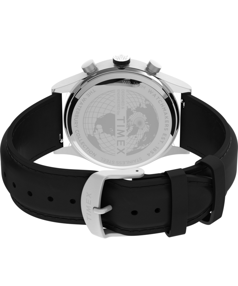 TW2W48100 Waterbury Traditional Chronograph 42mm Leather Strap Watch Caseback with Attachment Image