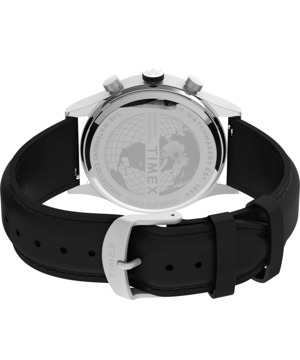 TW2W48100 Waterbury Traditional Chronograph 42mm Leather Strap Watch Caseback with Attachment Image