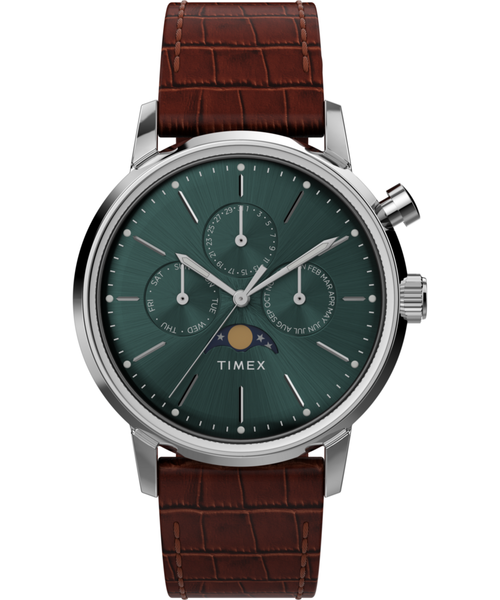 Marlin® Moon Phase 40mm Leather Strap Watch - TW2W51000 | Timex UK