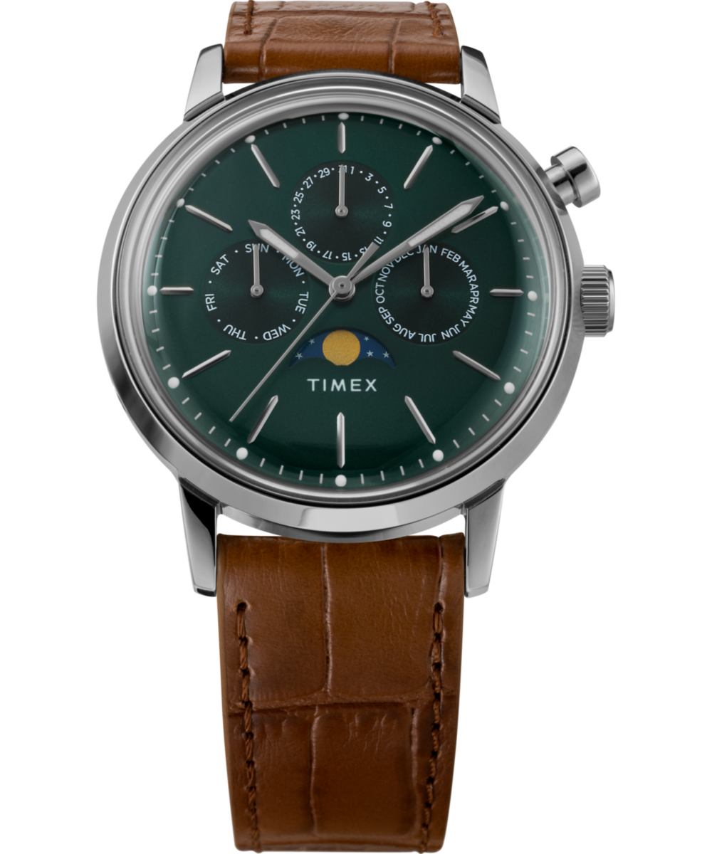 Marlin® Moon Phase 40mm Leather Strap Watch - TW2W51000 | Timex UK