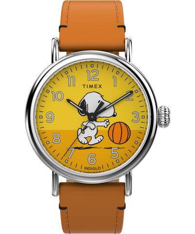 TW2W51900 Timex Standard x Peanuts Basketball 40mm Leather Strap Watch Primary Image