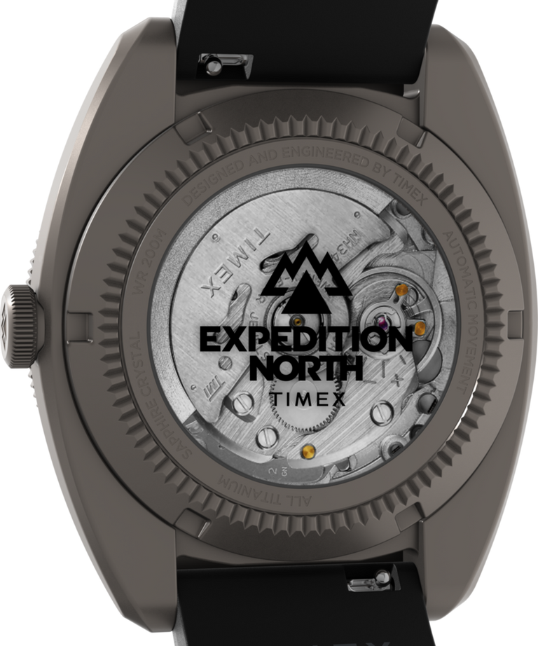 TW2W53000 Expedition® Pioneer Titanium Automatic GMT 41mm Silicone Strap Watch Caseback Image