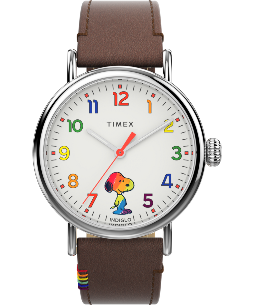 TW2W53900 Timex Standard x Peanuts Rainbow 40mm Leather Strap Watch Primary Image