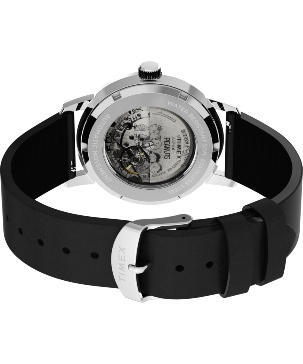 TW2W54000 Marlin® Automatic x Peanuts Sketch 40mm Leather Strap Watch
 Caseback with Attachment Image