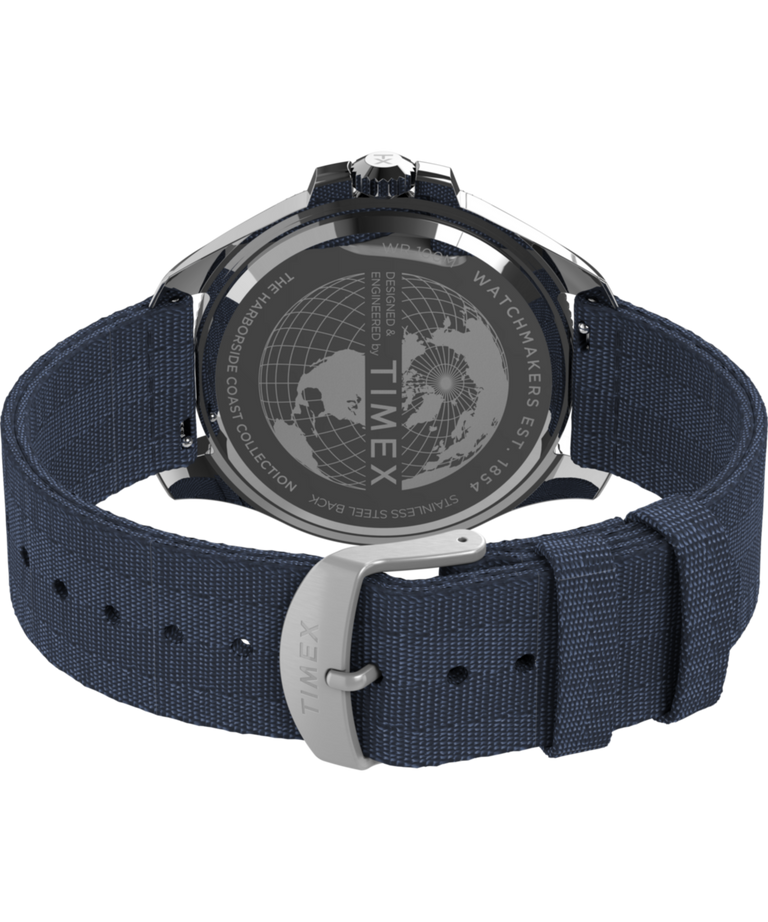 TW2W62700 Harborside Coast 44mm Recycled Fabric Strap Watch  Caseback with Attachment Image