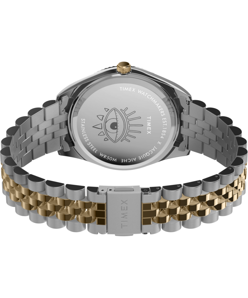 TW2W63600 Timex x Jacquie Aiche 36mm Stainless Steel Bracelet Watch Caseback with Attachment Image