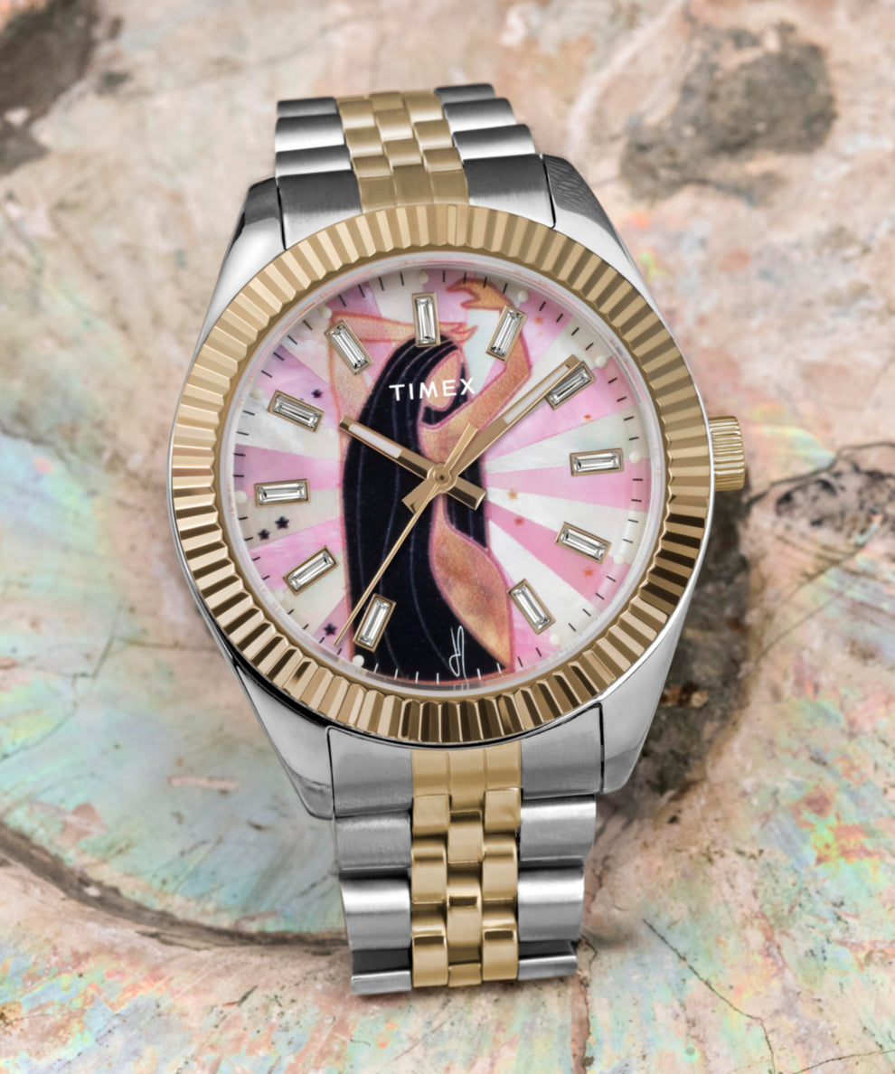 TW2W63700 Timex x Jacquie Aiche 36mm Stainless Steel Bracelet Watch Campaign Key Silhouettes (Beauty shots) Image