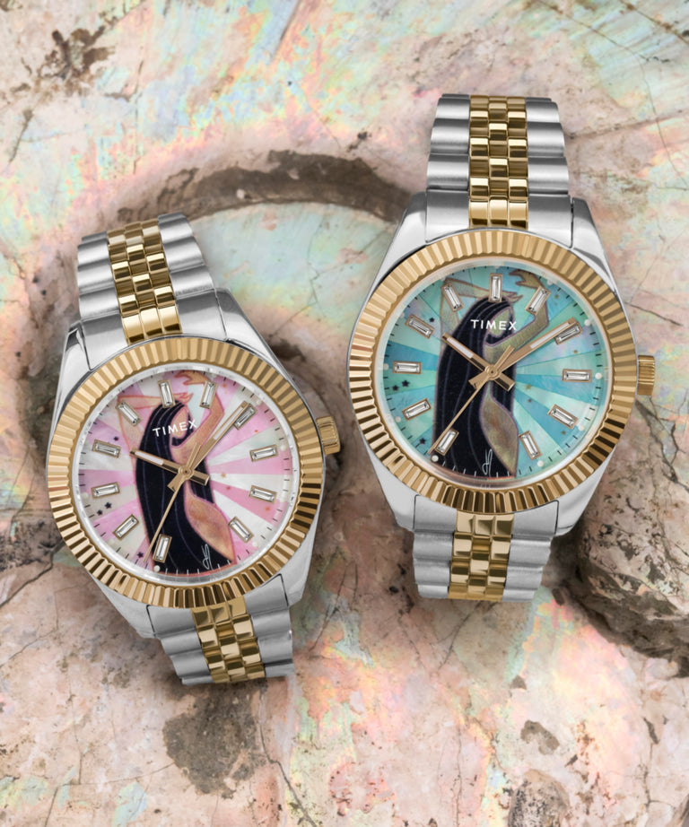 TW2W63700 Timex x Jacquie Aiche 36mm Stainless Steel Bracelet Watch Alt Beauty Shot 2