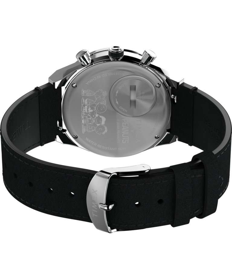 TW2W68900 Peanuts® x Q Timex® Snoopy 40mm Leather Strap Watch   Caseback with Attachment Image