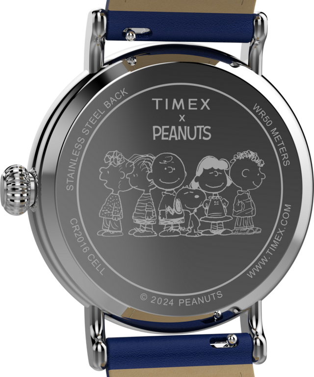 TW2W72700 Peanuts® x Timex Standard Pumpkin Patch 40mm Leather Strap Watch   Caseback Image
