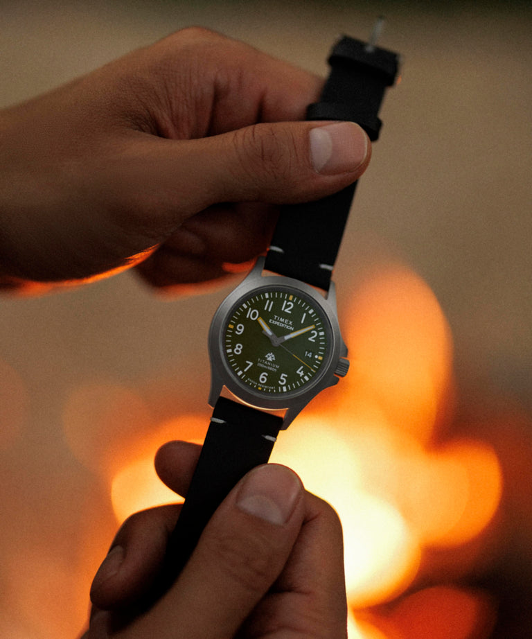 TW2W78100 Expedition Titanium 38mm Leather Strap Watch  Alt Wrist Shot 1 Image