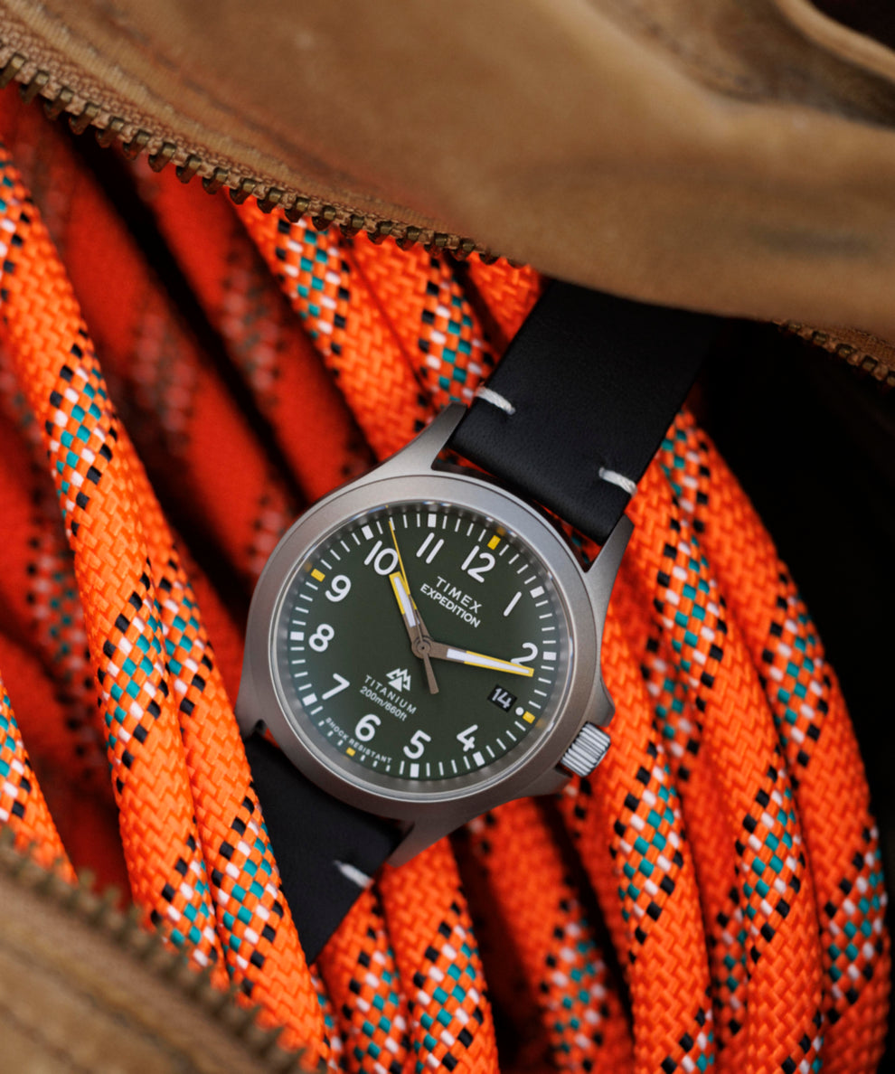 TW2W78100 Expedition Titanium 38mm Leather Strap Watch  Alt Wrist Shot 2 Image