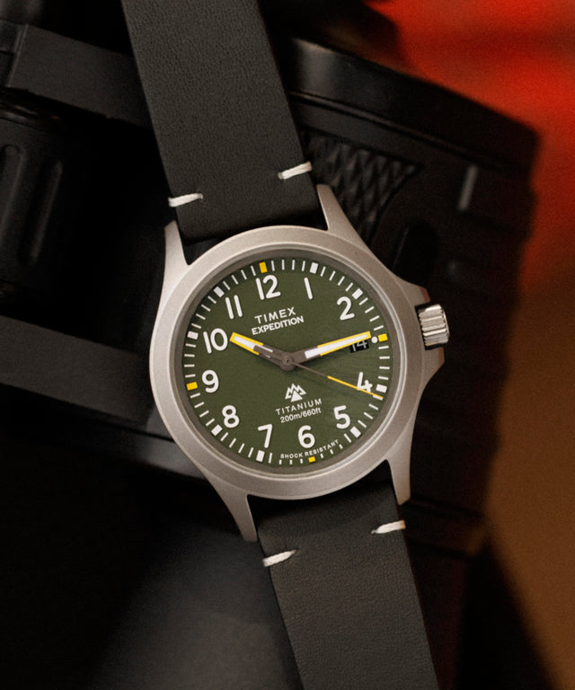 TW2W78100 Expedition Titanium 38mm Leather Strap Watch  Alt Lifestyle Image 2