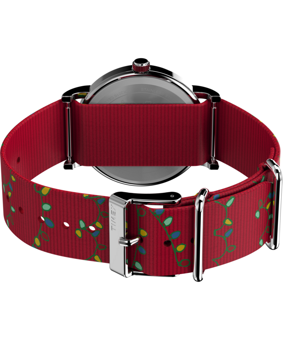 TW2W80800 Timex x Peanuts Weekender Holiday 38mm Fabric Strap Watch Caseback with Attachment Image
