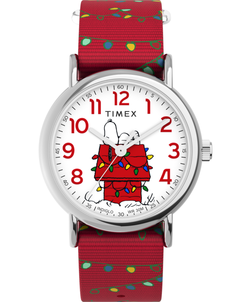 Timex x Peanuts Weekender Holiday 38mm Fabric Strap Watch