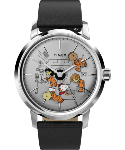 TW2W87200 Timex x Peanuts® Marlin® Automatic Space 40mm Leather Strap Watch Primary Image