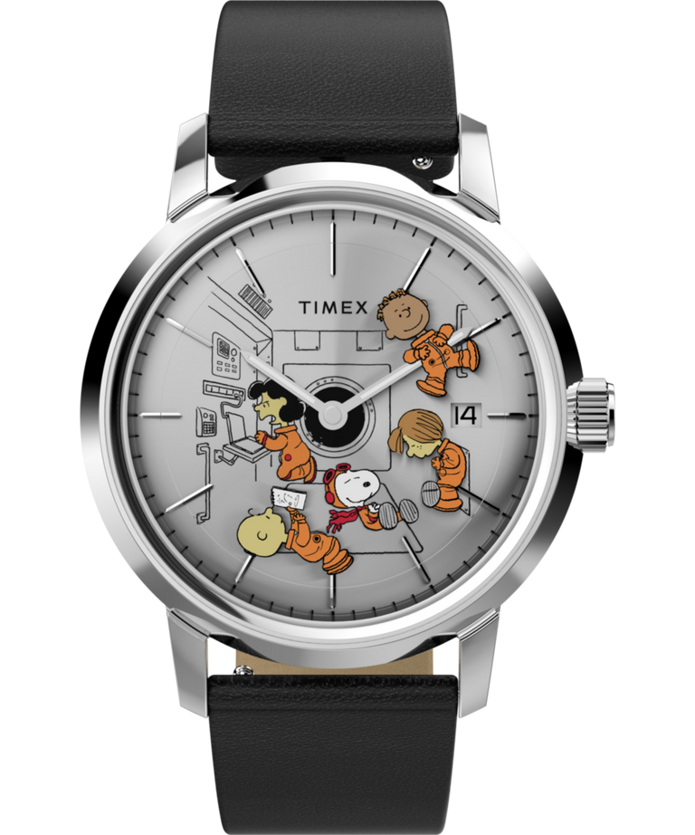 TW2W87200 Timex x Peanuts® Marlin® Automatic Space 40mm Leather Strap Watch Primary Image