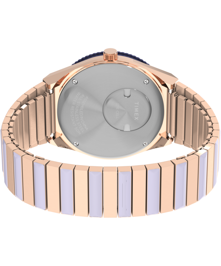 TW2W87700 Q Timex® 36mm Stainless Steel Expansion Band Watch  Caseback with Attachment Image