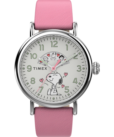 TW2W88900 Timex Standard x Peanuts Valentine's 40mm Leather Strap Watch Primary Image