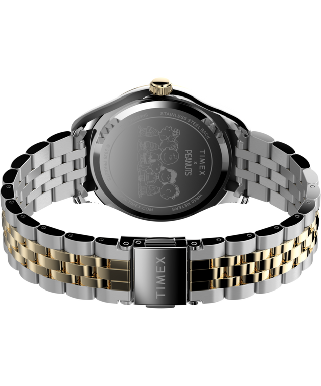 TW2W95100 Timex x Peanuts® Timex Legacy In Bloom 34mm Stainless Steel Bracelet Watch Caseback with Attachment Image