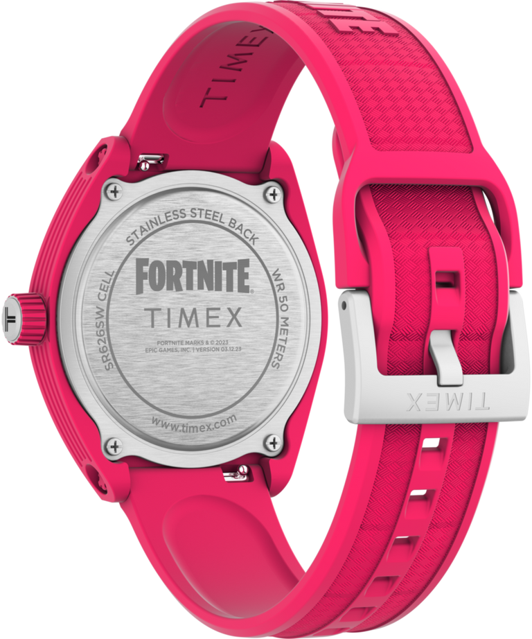 TW2W96800 Timex Urban Pop x Fortnite® 40mm Bio-TPU Strap Watch  Caseback with Attachment Image