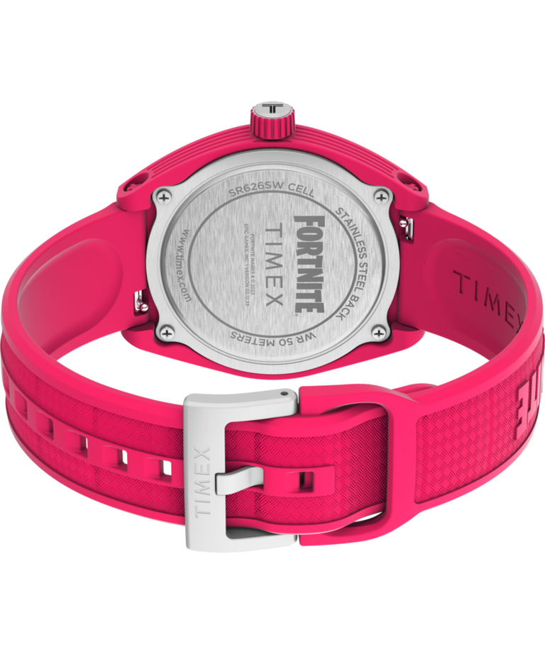 TW2W96800 Timex Urban Pop x Fortnite® 40mm Bio-TPU Strap Watch  Caseback with Attachment Image