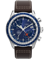 TW2W97200 Timex Fly Back Chronograph x Pan Am® 43mm Leather Strap Watch  Primary Image