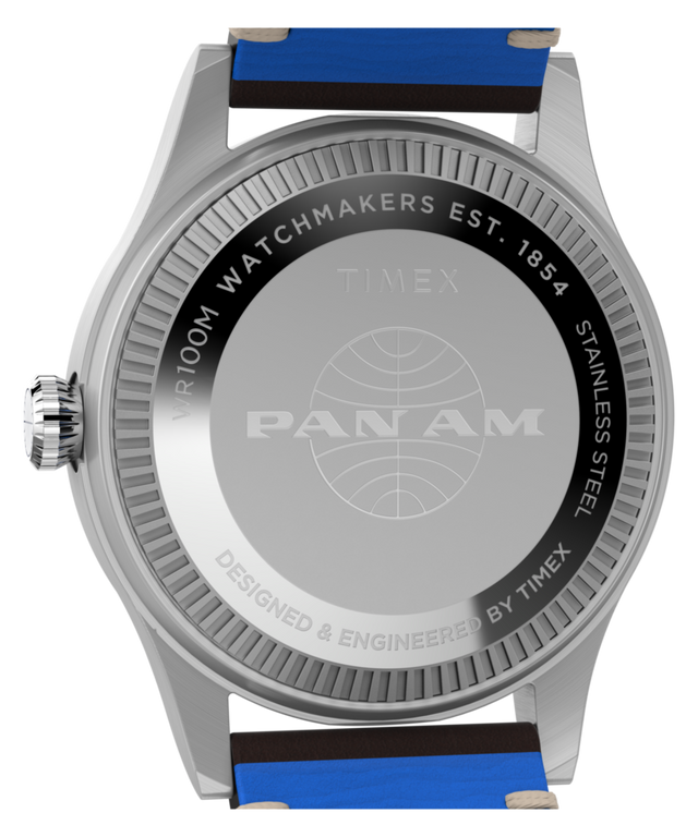 TW2W97300 Pan Am® x Timex Waterbury GMT 39mm Leather Strap Watch  Caseback Image